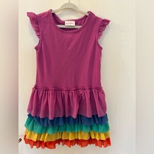 Hanna Andersson Purple Ruffle Rainbow Tiered Dress - size 8 girls